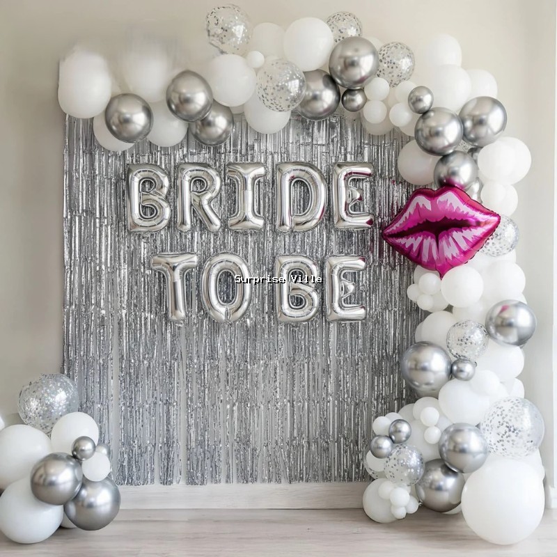 White & Silver Bride-to-Be Balloon Decor