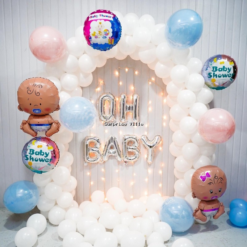 Oh Baby White Balloon Ring Setup